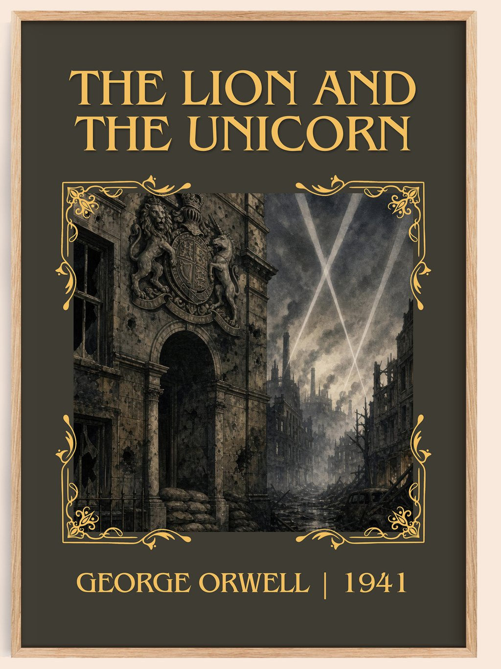 The Lion And The Unicorn Classic Book Art Print by George Orwell – book poster