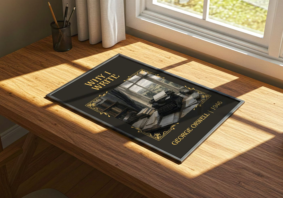 Why I Write Classic Book Art Print by George Orwell – print on a sunlit desk