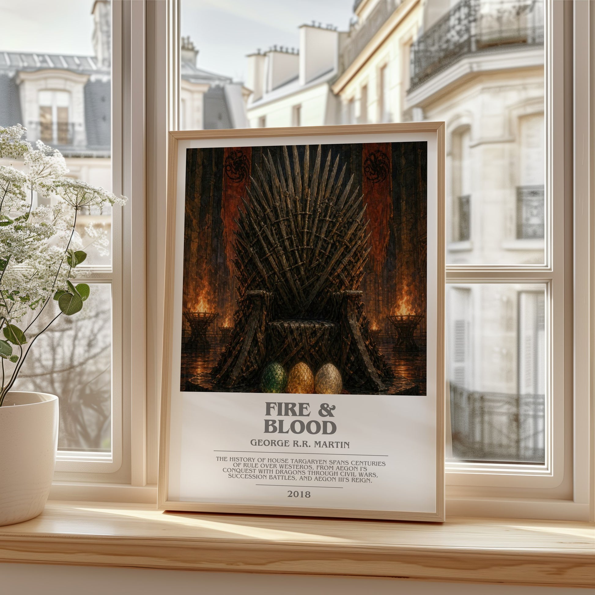 Fire & Blood bookish poster colour and style options – George R.R. Martin book art