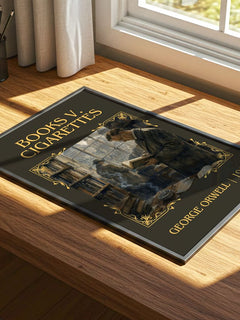 Books V. Cigarettes Classic Book Art Print by George Orwell – print on a sunlit desk