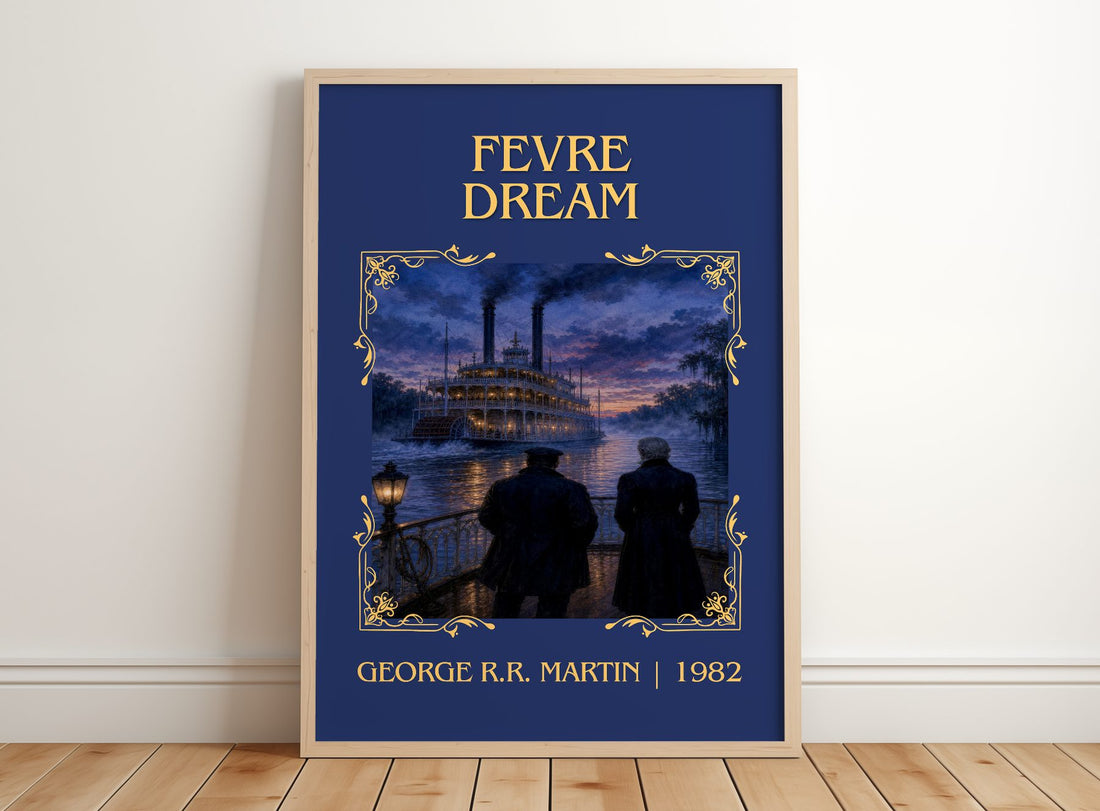 Fevre Dream Classic Book Art Print by George R.R. Martin – framed print leaning on a wooden floor