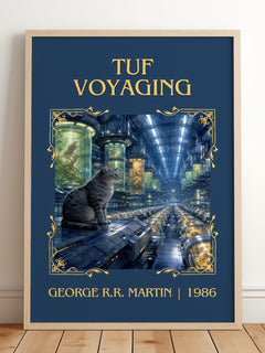 Tuf Voyaging Classic Book Art Print by George R.R. Martin – framed print leaning on a wooden floor