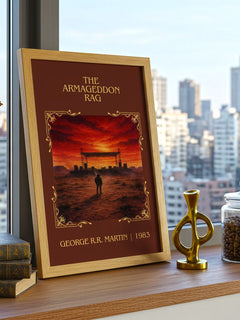The Armageddon Rag Classic Book Art Print by George R.R. Martin – framed print on a city-view windowsill