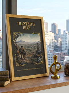Hunter'S Run Classic Book Art Print by G. Abraham – framed print on a city-view windowsill