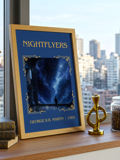 Nightflyers Classic Book Art Print by George R.R. Martin – framed print on a city-view windowsill