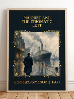 Maigret And The Enigmatic Lett Classic Book Art Print by G. Simenon – framed print leaning on a wooden floor