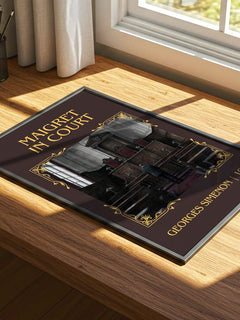 Maigret In Court Classic Book Art Print by Georges Simenon – print on a sunlit desk