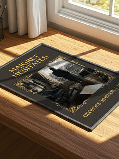 Maigret Hesitates Classic Book Art Print by Georges Simenon – print on a sunlit desk