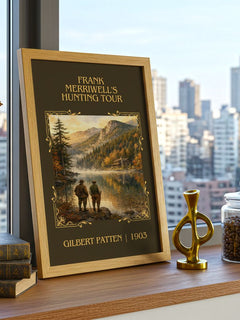 Frank Merriwell'S Hunting Tour Classic Book Art Print by G. Patten – framed print on a city-view windowsill