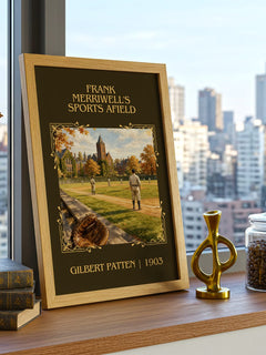 Frank Merriwell'S Sports Afield Classic Book Art Print by G. Patten – framed print on a city-view windowsill