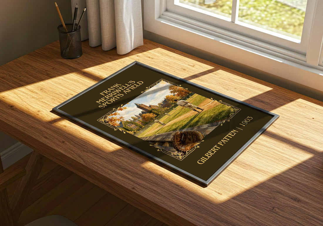 Frank Merriwell'S Sports Afield Classic Book Art Print by G. Patten – print on a sunlit desk