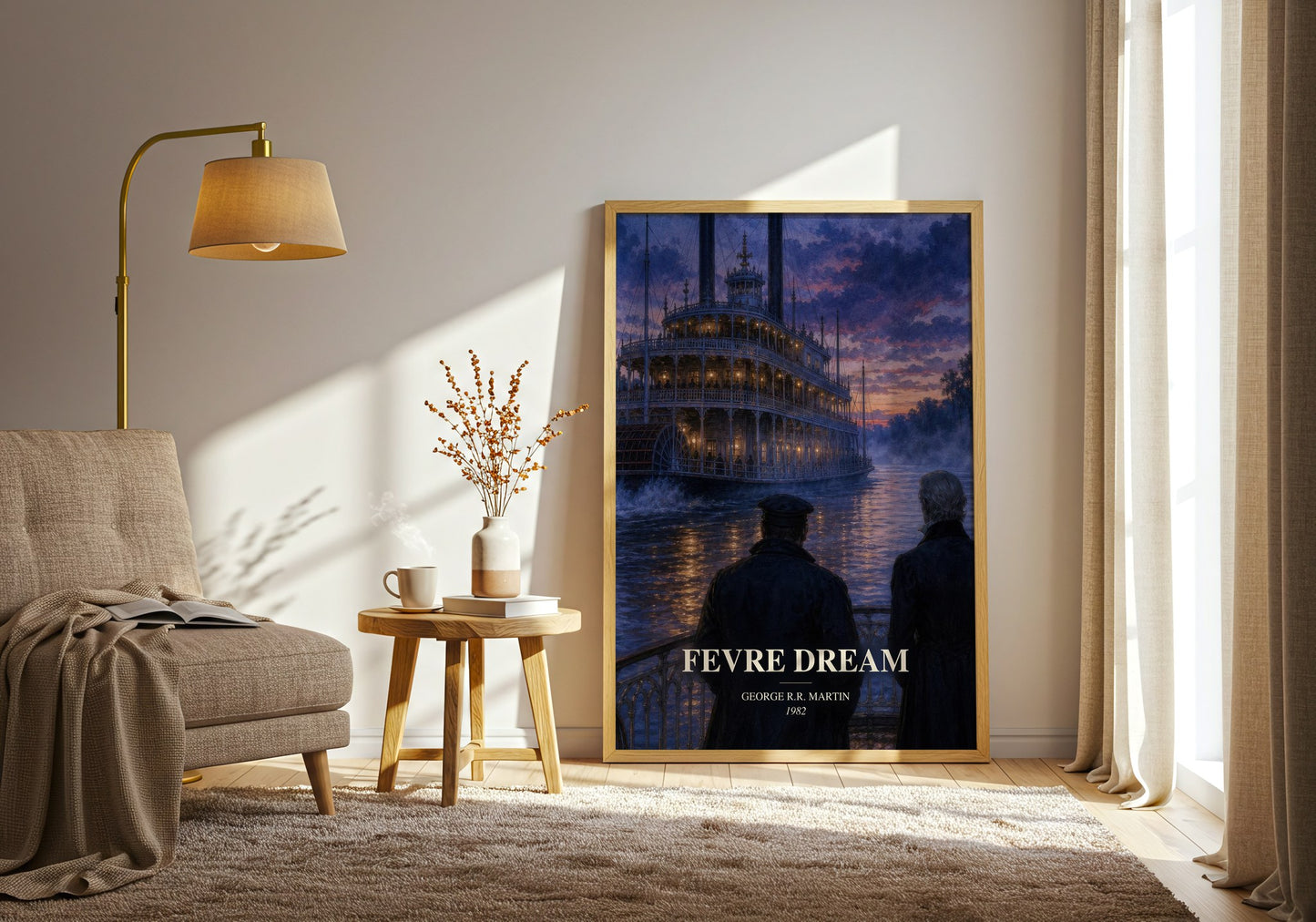 Fevre Dream watercolour print in frame leaning in hallway – horror wall art