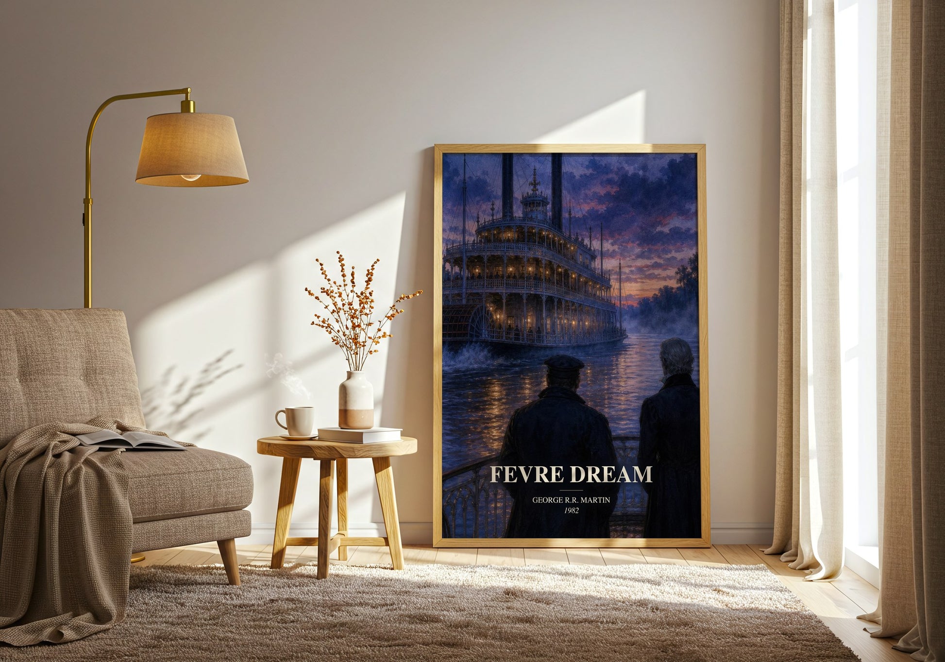 Fevre Dream watercolour print in frame leaning in hallway – horror wall art
