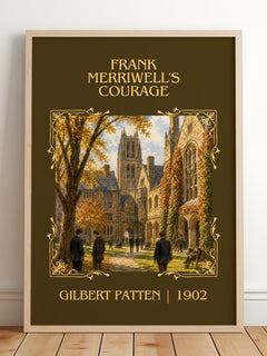 Frank Merriwell'S Courage Classic Book Art Print by Gilbert Patten – framed print leaning on a wooden floor