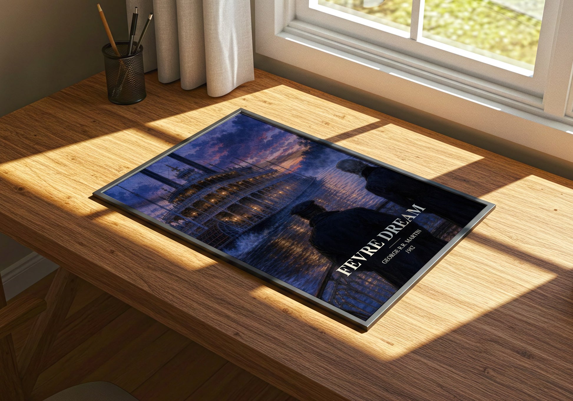 Fevre Dream watercolour book poster framed on wall – horror wall art