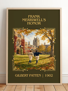 Frank Merriwell'S Honor Classic Book Art Print by Gilbert Patten – framed print leaning on a wooden floor