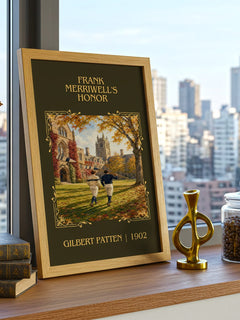 Frank Merriwell'S Honor Classic Book Art Print by Gilbert Patten – framed print on a city-view windowsill