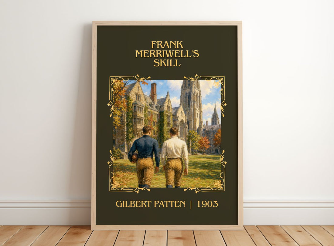 Frank Merriwell'S Skill Classic Book Art Print by Gilbert Patten – framed print leaning on a wooden floor