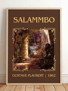 Salammbô Classic Book Art Print by Gustave Flaubert – framed print leaning on a wooden floor