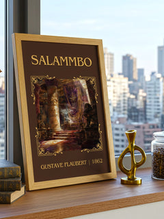 Salammbô Classic Book Art Print by Gustave Flaubert – framed print on a city-view windowsill