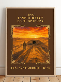 Temptation Of Saint Anthony Classic Book Art Print by Gustave Flaubert – framed print leaning on a wooden floor