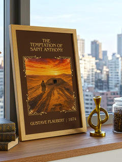 Temptation Of Saint Anthony Classic Book Art Print by Gustave Flaubert – framed print on a city-view windowsill