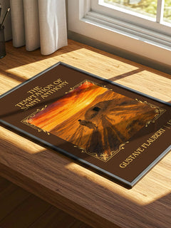Temptation Of Saint Anthony Classic Book Art Print by Gustave Flaubert – print on a sunlit desk
