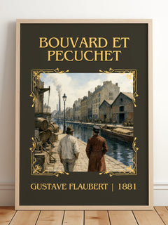 Bouvard Et Pécuchet Classic Book Art Print by Gustave Flaubert – framed print leaning on a wooden floor