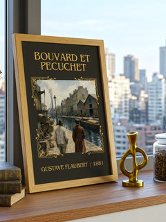 Bouvard Et Pécuchet Classic Book Art Print by Gustave Flaubert – framed print on a city-view windowsill