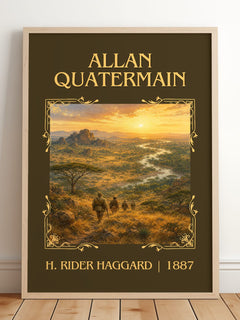 Allan Quatermain Classic Book Art Print by H. Rider Haggard – framed print leaning on a wooden floor