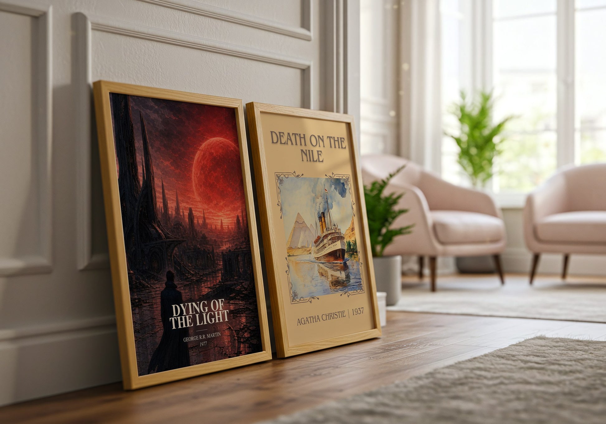 Dying Of The Light watercolour print framed by window – literary home decor