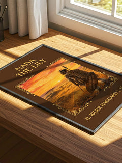 Nada The Lily Classic Book Art Print by H. Rider Haggard – print on a sunlit desk