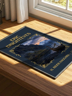 Eric Brighteyes Classic Book Art Print by H. Rider Haggard – print on a sunlit desk