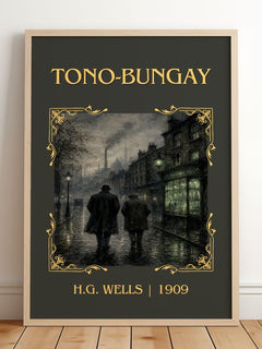 Tono-Bungay Classic Book Art Print by H.G. Wells – framed print leaning on a wooden floor