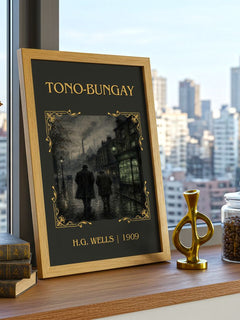 Tono-Bungay Classic Book Art Print by H.G. Wells – framed print on a city-view windowsill