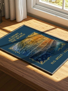 A Short History Of The World Classic Book Art Print by H.G. Wells – print on a sunlit desk
