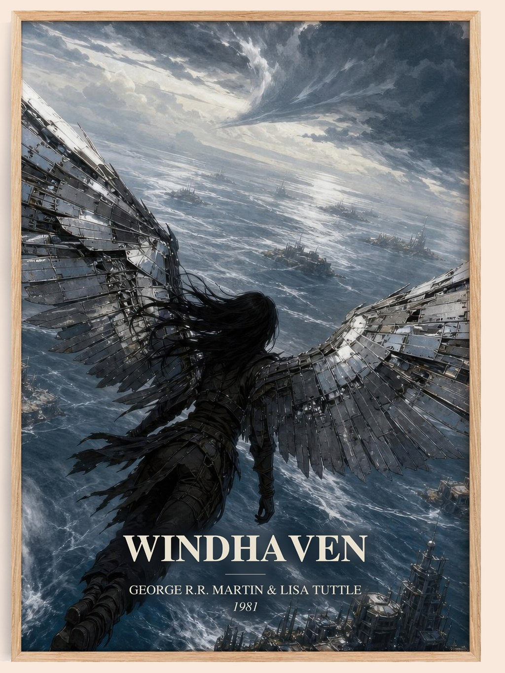 Windhaven watercolour book poster by George R.R. Martin & Lisa Tuttle – framed literary art print