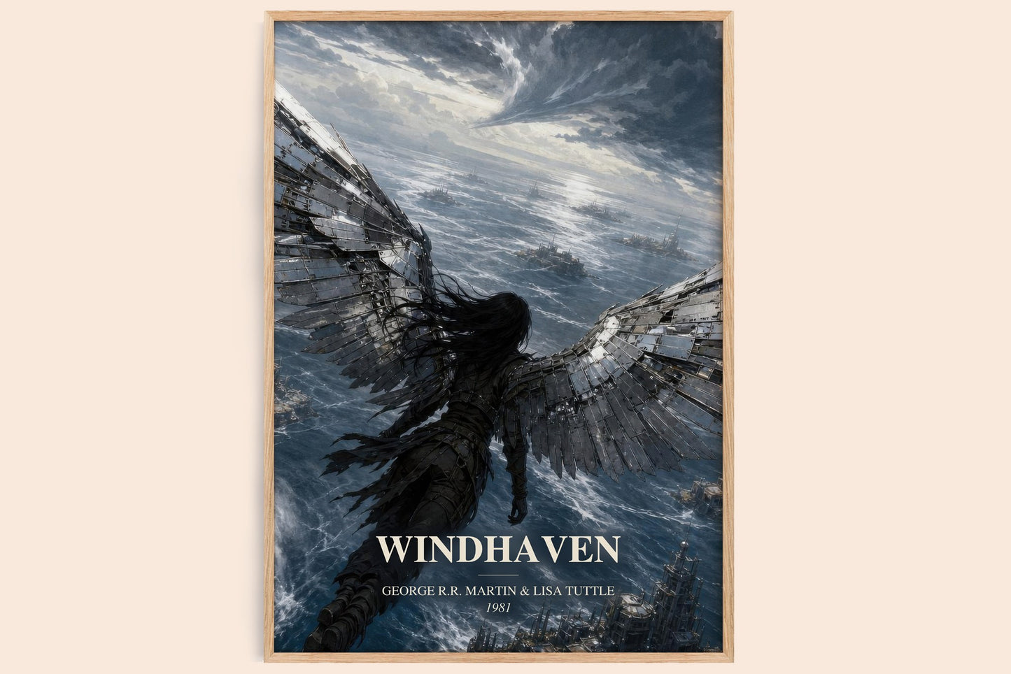 Windhaven watercolour book poster by George R.R. Martin & Lisa Tuttle – framed literary art print