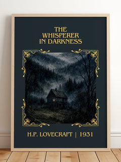 The Whisperer In Darkness Classic Book Art Print by H.P. Lovecraft – framed print leaning on a wooden floor