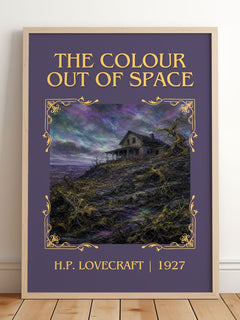 The Colour Out Of Space Classic Book Art Print by H.P. Lovecraft – framed print leaning on a wooden floor