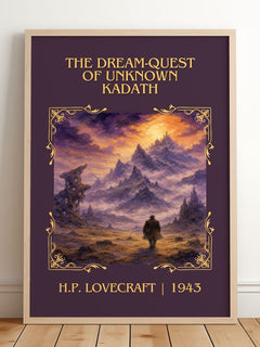 Dream-Quest Of Unknown Kadath Classic Book Art Print by H.P. Lovecraft – framed print leaning on a wooden floor