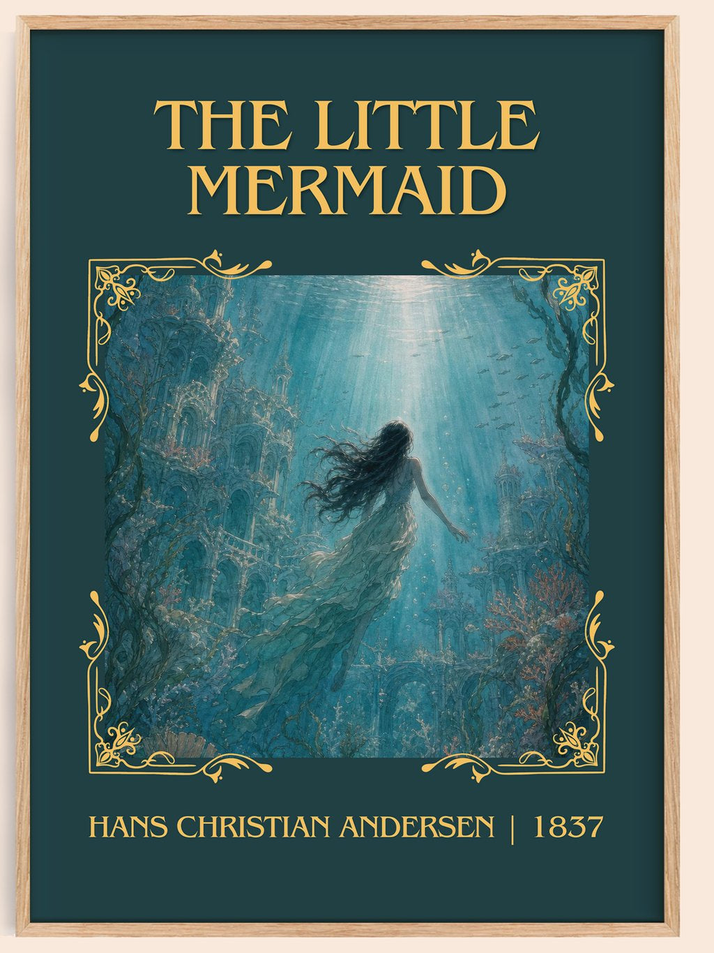 The Little Mermaid Classic Book Art Print by Hans Christian Andersen – book poster