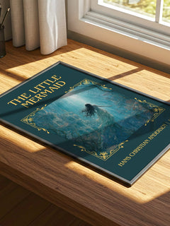 The Little Mermaid Classic Book Art Print by Hans Christian Andersen – print on a sunlit desk