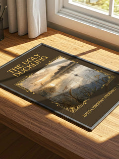 The Ugly Duckling Classic Book Art Print by Hans Christian Andersen – print on a sunlit desk