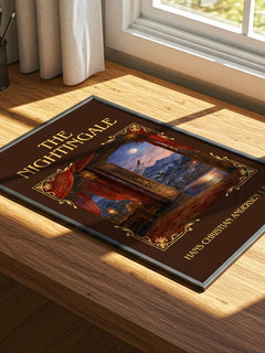 The Nightingale Classic Book Art Print by Hans Christian Andersen – print on a sunlit desk