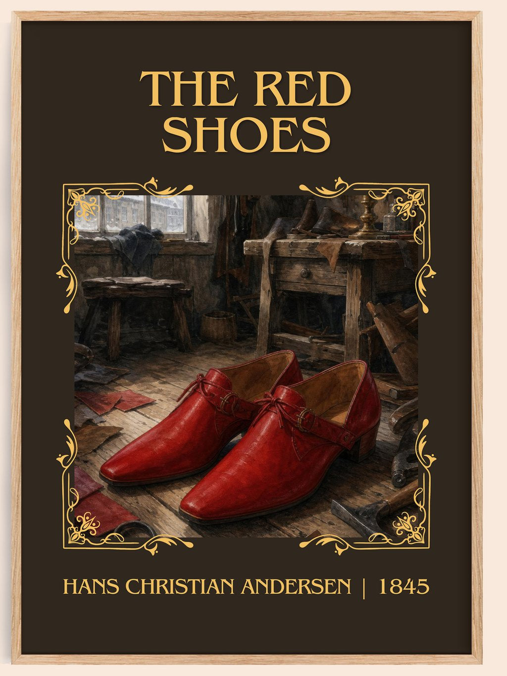The Red Shoes Classic Book Art Print by Hans Christian Andersen – book poster