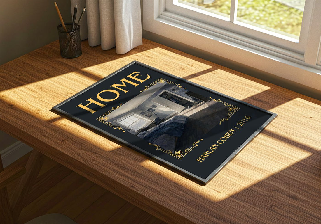 Home Classic Book Art Print by Harlan Coben – print on a sunlit desk