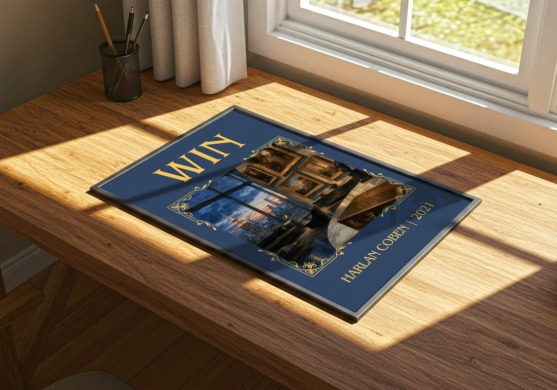 Win Classic Book Art Print by Harlan Coben – print on a sunlit desk