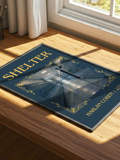 Shelter Classic Book Art Print by Harlan Coben – print on a sunlit desk