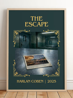 The Escape Classic Book Art Print by Harlan Coben – framed print leaning on a wooden floor